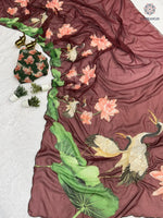 image, Latest Function Wear Multicolor Soft Chiffon Print Embroidery n Hand Work Fancy Designer Saree With Blouse