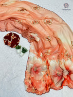 image, Latest Wedding Wear Multicolor Soft Chiffon Print Embroidery n Hand Work Fancy Designer Saree With Blouse