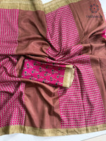 image, Charming Party Wear Malbhari Silk Printed Work With Golden Broad Border Fancy Designer Saree For Women