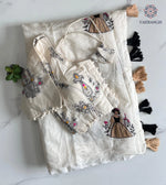 image, Gorgeous Party Wear Chanderi Cotton Embroidery n Tussels Work Fancy Designer Festive Wear Saree With Stitched Blouse