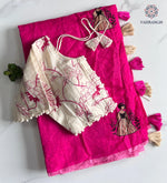 image, Gorgeous Party Wear Chanderi Cotton Embroidery n Tussels Work Fancy Designer Festive Wear Saree With Stitched Blouse