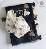 image, Gorgeous Party Wear Chanderi Cotton Embroidery n Tussels Work Fancy Designer Festive Wear Saree With Stitched Blouse