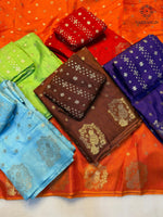 image, Dazzling Party Wear Pure Soft Viscose Crape Silk Zari Chit Palllu n Pichwari Border Fancy Designer Saree With Blouse