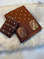 image, Dazzling Party Wear Pure Soft Viscose Crape Silk Zari Chit Palllu n Pichwari Border Fancy Designer Saree With Blouse