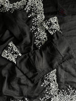 image, New Desiring Black Color Tabi Silk Embroidery Thread Work Fancy Partywear Saree With Prominent Blouse