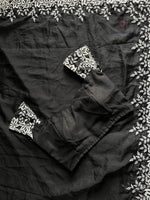 image, New Desiring Black Color Tabi Silk Embroidery Thread Work Fancy Partywear Saree With Prominent Blouse