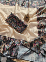 image, New Festive Wear Handloom Tussar Silk Chitrakala Print With Tussle Work Fancy Designer Saree With Blouse