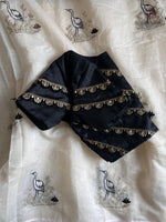 image, Gorgeous Party Wear Off White Colour Chanderi Cotton Embroidery n Tussels Work Fancy Designer Saree With Stitched Blouse