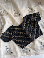 image, Gorgeous Party Wear Off White Colour Chanderi Cotton Embroidery n Tussels Work Fancy Designer Saree With Stitched Blouse