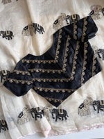 image, Gorgeous Party Wear Off White Colour Chanderi Cotton Embroidery n Tussels Work Fancy Designer Saree With Stitched Blouse