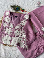 image, New Function Wear Light Wine Color Roman Silk Embroidery n Sequence Work Designer Straight Kurta With Trouser n Dupatta Set