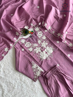 image, New Function Wear Light Wine Color Roman Silk Embroidery n Sequence Work Designer Straight Kurta With Trouser n Dupatta Set