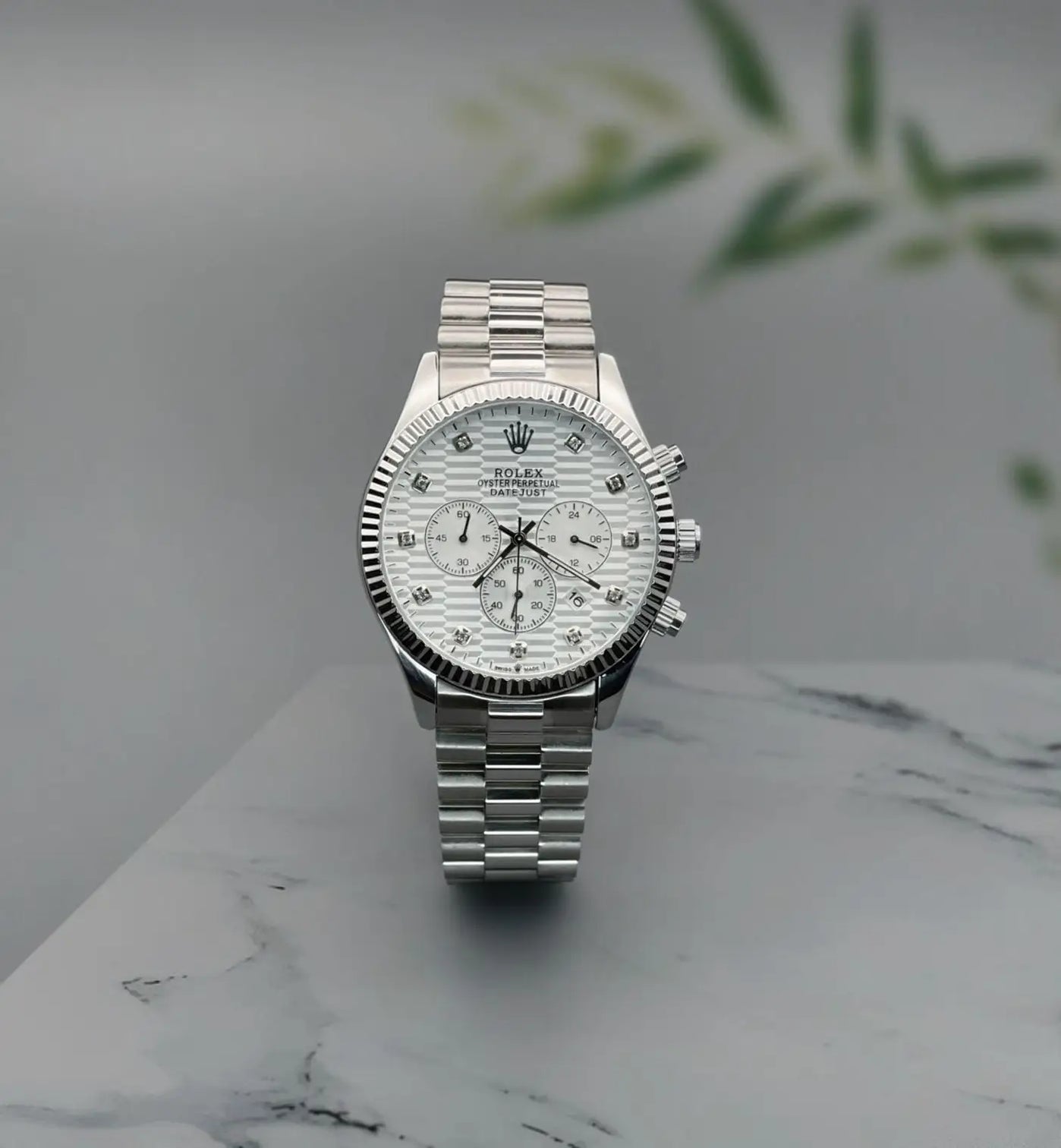 Rolex Oyster Perpetual Silver” UNIQUE VERSION” White Dial.