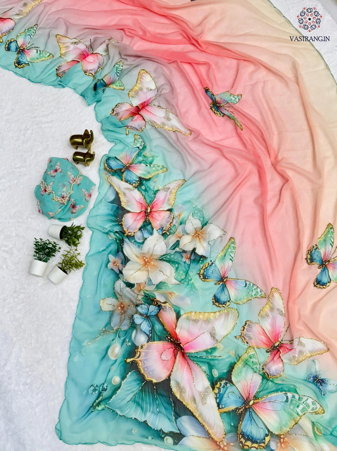 Latest Function Wear Multicolor Soft Chiffon Print Embroidery n Hand Work Fancy Designer Saree With Blouse