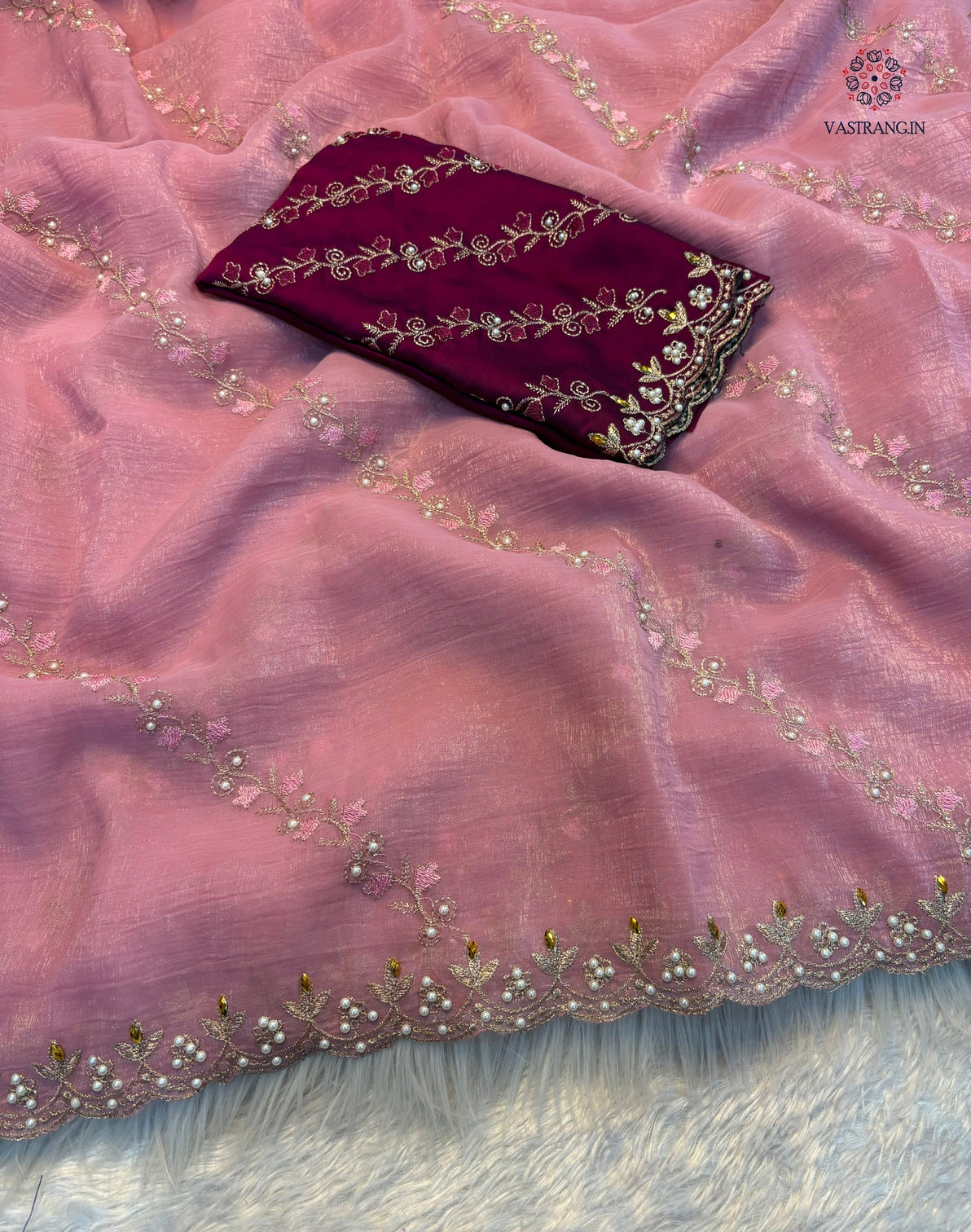 Marvellous Wedding Wear Pure Crunchy Silk Embroidery Work Fancy Desginer Saree With Blouse