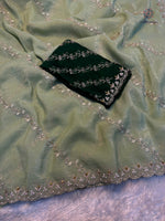 image, Marvellous Wedding Wear Pure Crunchy Silk Embroidery Work Fancy Desginer Saree With Blouse
