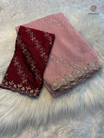 image, Marvellous Wedding Wear Pure Crunchy Silk Embroidery Work Fancy Desginer Saree With Blouse
