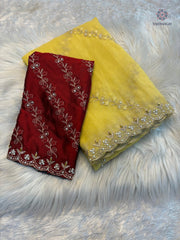 Marvellous Wedding Wear Pure Crunchy Silk Embroidery Work Fancy Desginer Saree With Blouse