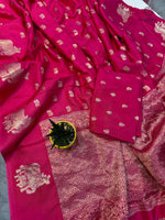 image, New Wedding Wear Pure Soft Viscose Crape Silk Zari Chit Palllu n Pichwari Border Fancy Designer Saree With Blouse
