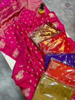 image, New Wedding Wear Pure Soft Viscose Crape Silk Zari Chit Palllu n Pichwari Border Fancy Designer Saree With Blouse
