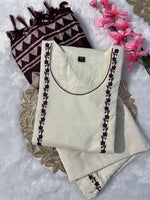 image, New Function Wear Off White Color Embroidery Work Designer Straight Kurta With Trouser n Dupatta Set
