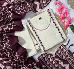 image, New Function Wear Off White Color Embroidery Work Designer Straight Kurta With Trouser n Dupatta Set
