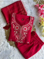 image, New Wedding Wear Pink Color Roman Silk Embroidery n Sequence Work Designer Straight Kurta With Trouser n Dupatta Set
