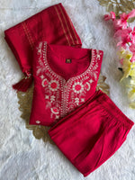 image, New Wedding Wear Pink Color Roman Silk Embroidery n Sequence Work Designer Straight Kurta With Trouser n Dupatta Set
