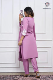 New Function Wear Light Wine Color Roman Silk Embroidery n Sequence Work Designer Straight Kurta With Trouser n Dupatta Set