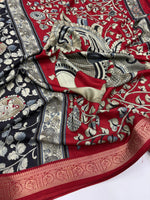 image, Bloosom Party Wear Pure Mangalkari Viscose Silk Print n Weaving Work Fancy Designer Saree For Women
