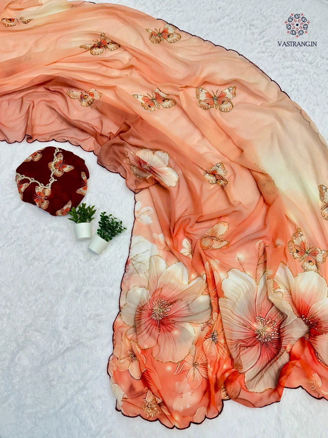 Latest Wedding Wear Multicolor Soft Chiffon Print Embroidery n Hand Work Fancy Designer Saree With Blouse