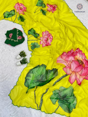 Latest Wedding Wear Multicolor Soft Chiffon Print Embroidery n Hand Work Fancy Designer Saree With Blouse