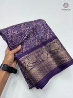 image, Gorgeous Pure Dola Crush Silk Print With Designer Jacquard Work Fancy Designer Festive Wear Saree
