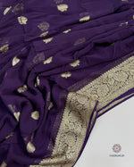 image, New Festive Wear Purple Color Viscose Georgette Jacquard Weaving Work Fancy Designer Saree
