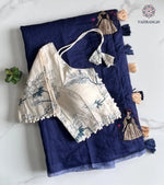 image, Gorgeous Party Wear Chanderi Cotton Embroidery n Tussels Work Fancy Designer Festive Wear Saree With Stitched Blouse
