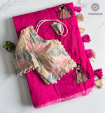 image, Gorgeous Party Wear Chanderi Cotton Embroidery n Tussels Work Fancy Designer Festive Wear Saree With Stitched Blouse
