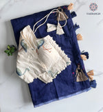image, Gorgeous Party Wear Chanderi Cotton Embroidery n Tussels Work Fancy Designer Festive Wear Saree With Stitched Blouse
