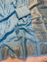 image, Dazzling Party Wear Pure Soft Viscose Crape Silk Zari Chit Palllu n Pichwari Border Fancy Designer Saree With Blouse
