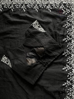 image, New Desiring Black Color Tabi Silk Embroidery Thread Work Fancy Partywear Saree With Prominent Blouse

