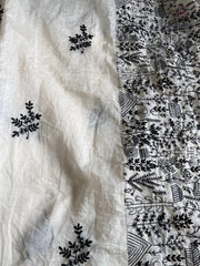 Latest Party Wear off White Colour Chanderi Cotton Heavy Embroidered n Tussels Work Fancy Saree With Blouse