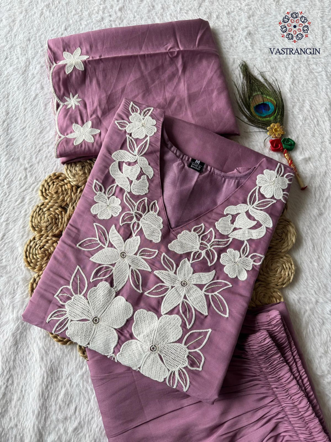 New Function Wear Light Wine Color Roman Silk Embroidery n Sequence Work Designer Straight Kurta With Trouser n Dupatta Set