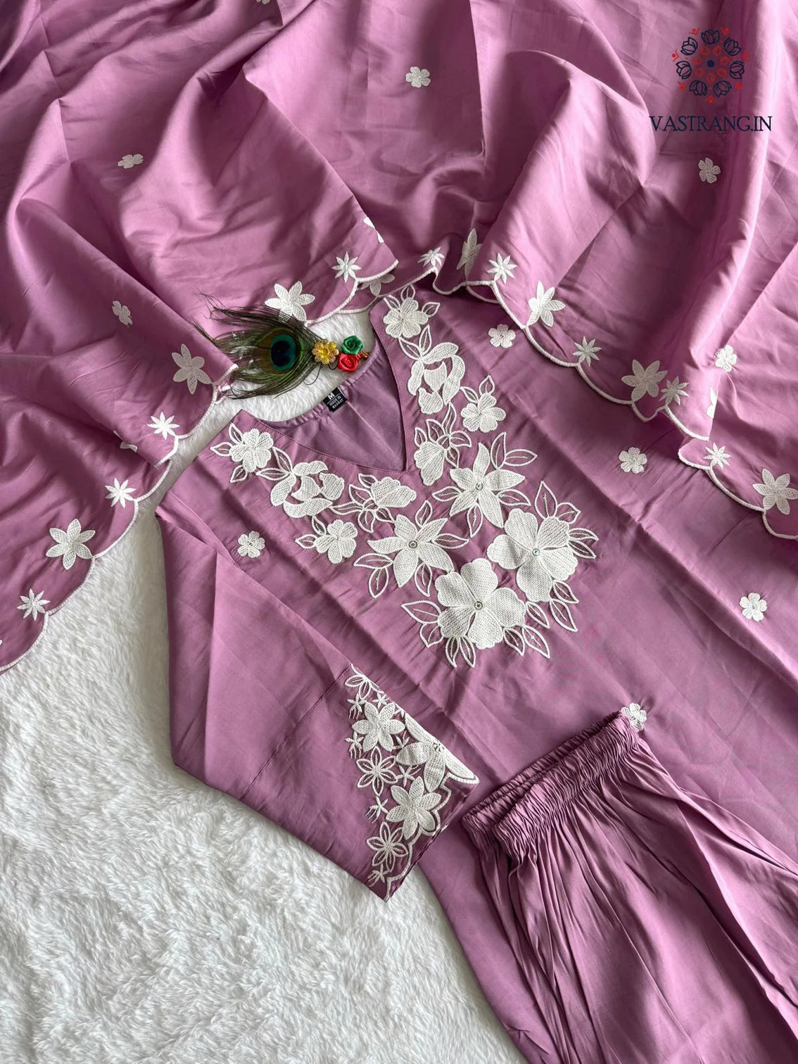 New Function Wear Light Wine Color Roman Silk Embroidery n Sequence Work Designer Straight Kurta With Trouser n Dupatta Set